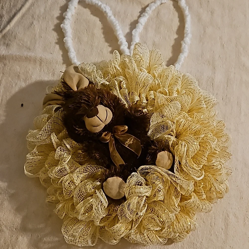 From mom's closet bunny wreath on a 9 inch bunny wreath that she made